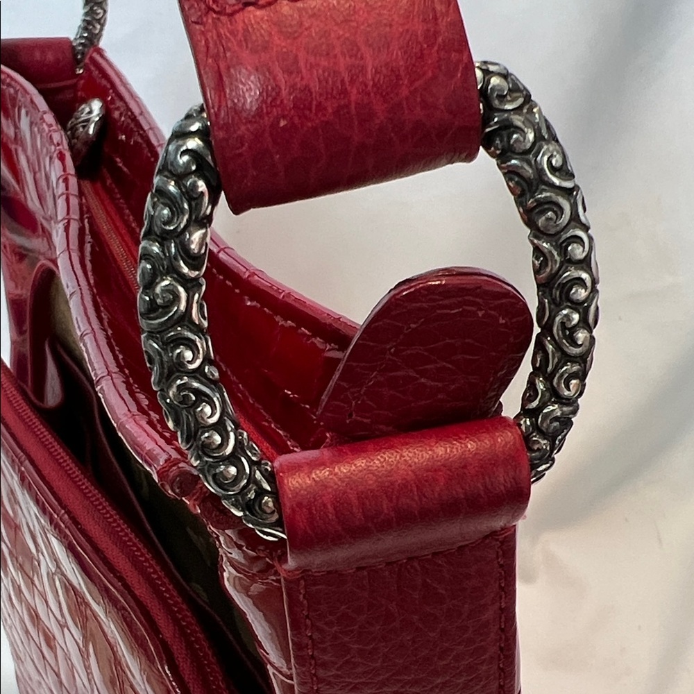 Brighton Red Sonny Croc-Embossed Patent Leather Shoulder Bag - Picture 11 of 11